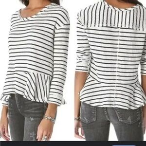 We The Free People Auntie Em Striped Thermal Top M